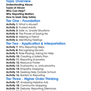 Reporting Abuse And Seeking Help Worksheet Activity Booklet