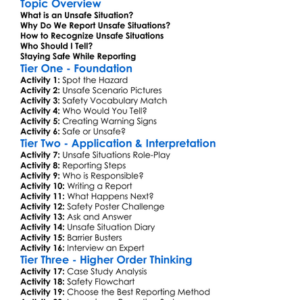 Reporting Unsafe Situations Worksheet Activity Booklet