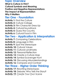 Representation Of Culture In Film Worksheet Activity Booklet