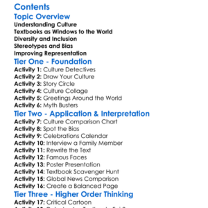 Representation Of Cultures In Textbooks Worksheet Activity Booklet