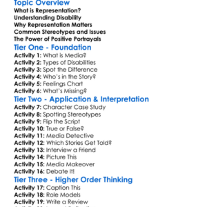 Representation Of Disability In Media Worksheet Activity Booklet