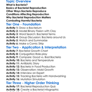 Reproduction In Bacteria Worksheet Activity Booklet