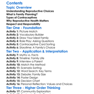 Reproductive Choices And Family Planning Worksheet Activity Booklet