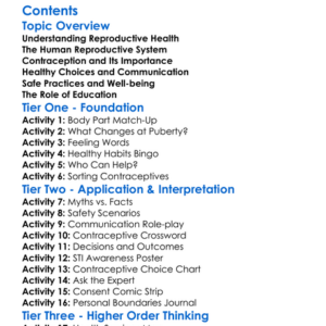 Reproductive Health And Contraception Worksheet Activity Booklet