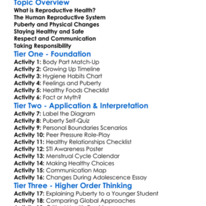 Reproductive Health Basics Worksheet Activity Booklet