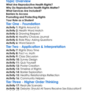 Reproductive Health Rights Worksheet Activity Booklet