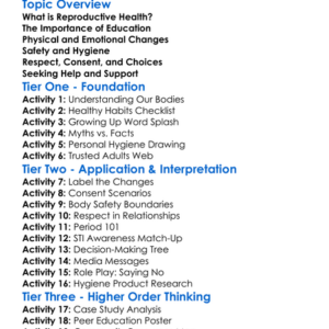 Reproductive Health Worksheet Activity Booklet