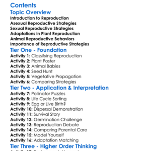 Reproductive Strategies In Plants And Animals Worksheet Activity Booklet