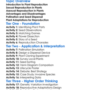 Reproductive Strategies In Plants Worksheet Activity Booklet