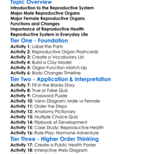 Reproductive System Anatomy Worksheet Activity Booklet