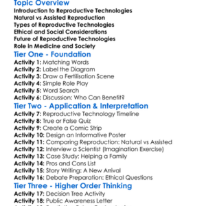 Reproductive Technologies Worksheet Activity Booklet