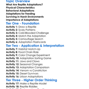 Reptile Adaptations Worksheet Activity Booklet