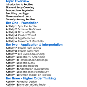 Reptile Characteristics Worksheet Activity Booklet