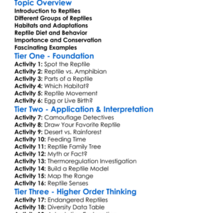 Reptile Diversity Worksheet Activity Booklet