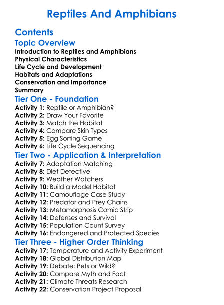 Reptiles And Amphibians Worksheet Activity Booklet