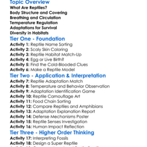 Reptiles And Their Adaptations Worksheet Activity Booklet