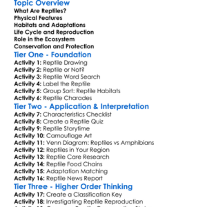 Reptiles And Their Characteristics Worksheet Activity Booklet