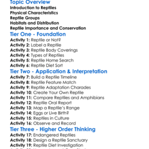 Reptiles And Their Diversity Worksheet Activity Booklet