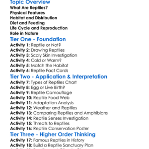 Reptiles And Their Features Worksheet Activity Booklet