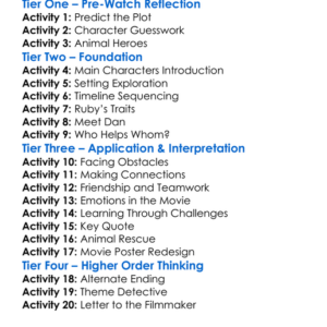 Rescued By Ruby Worksheet Activity Booklet