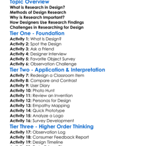 Research In Design Worksheet Activity Booklet