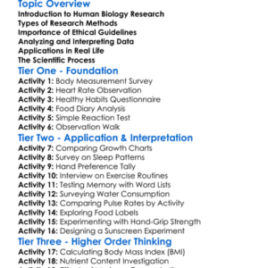 Research Methods In Human Biology Worksheet Activity Booklet