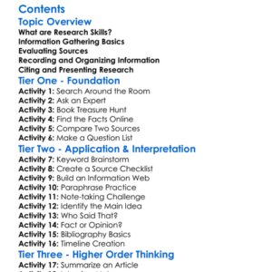 Research Skills And Information Gathering Worksheet Activity Booklet