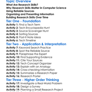 Research Skills In Computer Science Worksheet Activity Booklet