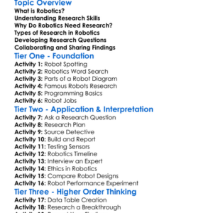 Research Skills In Robotics Worksheet Activity Booklet