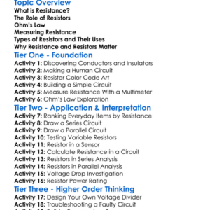Resistance And Resistors Worksheet Activity Booklet