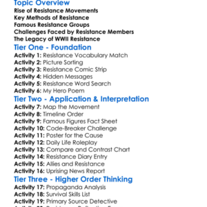 Resistance Movements During Wwii Worksheet Activity Booklet