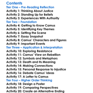 Resistance Rebellion And Death Albert Camus Worksheet Activity Booklet