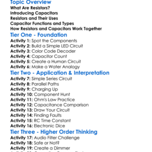 Resistors And Capacitors Worksheet Activity Booklet