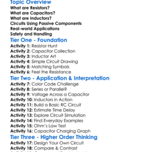 Resistors Capacitors And Inductors Worksheet Activity Booklet