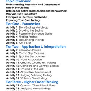Resolution And Denouement Worksheet Activity Booklet