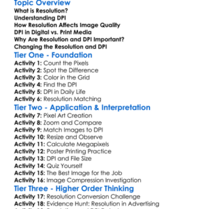 Resolution And Dpi Worksheet Activity Booklet