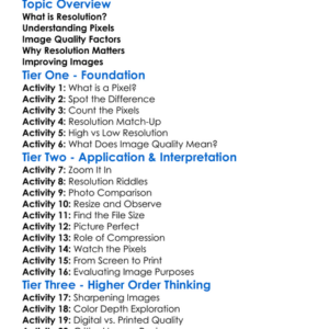 Resolution And Image Quality Worksheet Activity Booklet