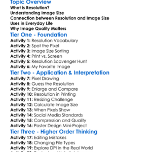 Resolution And Image Size Worksheet Activity Booklet