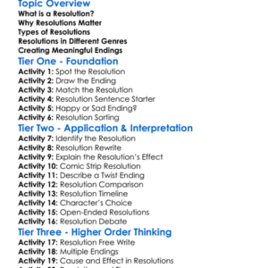 Resolution In Stories Worksheet Activity Booklet