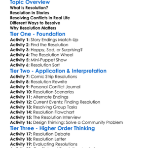 Resolution Worksheet Activity Booklet