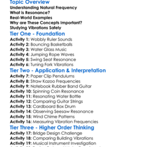 Resonance And Natural Frequency Worksheet Activity Booklet