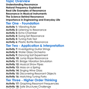 Resonance Worksheet Activity Booklet