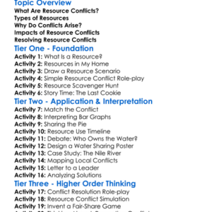 Resource Conflicts Worksheet Activity Booklet