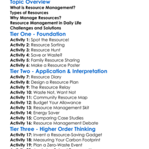Resource Management Worksheet Activity Booklet