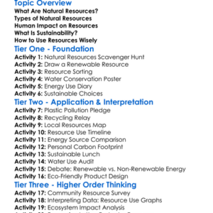 Resource Use And Sustainability Worksheet Activity Booklet