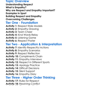 Respect And Empathy In Sport Worksheet Activity Booklet