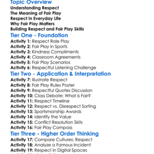 Respect And Fair Play Worksheet Activity Booklet
