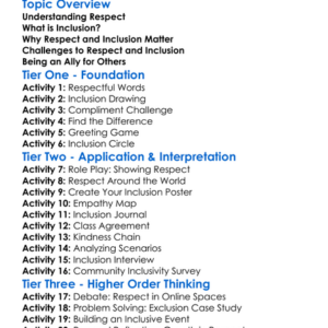 Respect And Inclusion Worksheet Activity Booklet