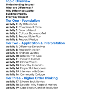 Respect For Differences Worksheet Activity Booklet