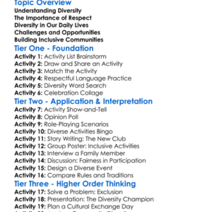 Respect For Diversity In Activities Worksheet Activity Booklet
